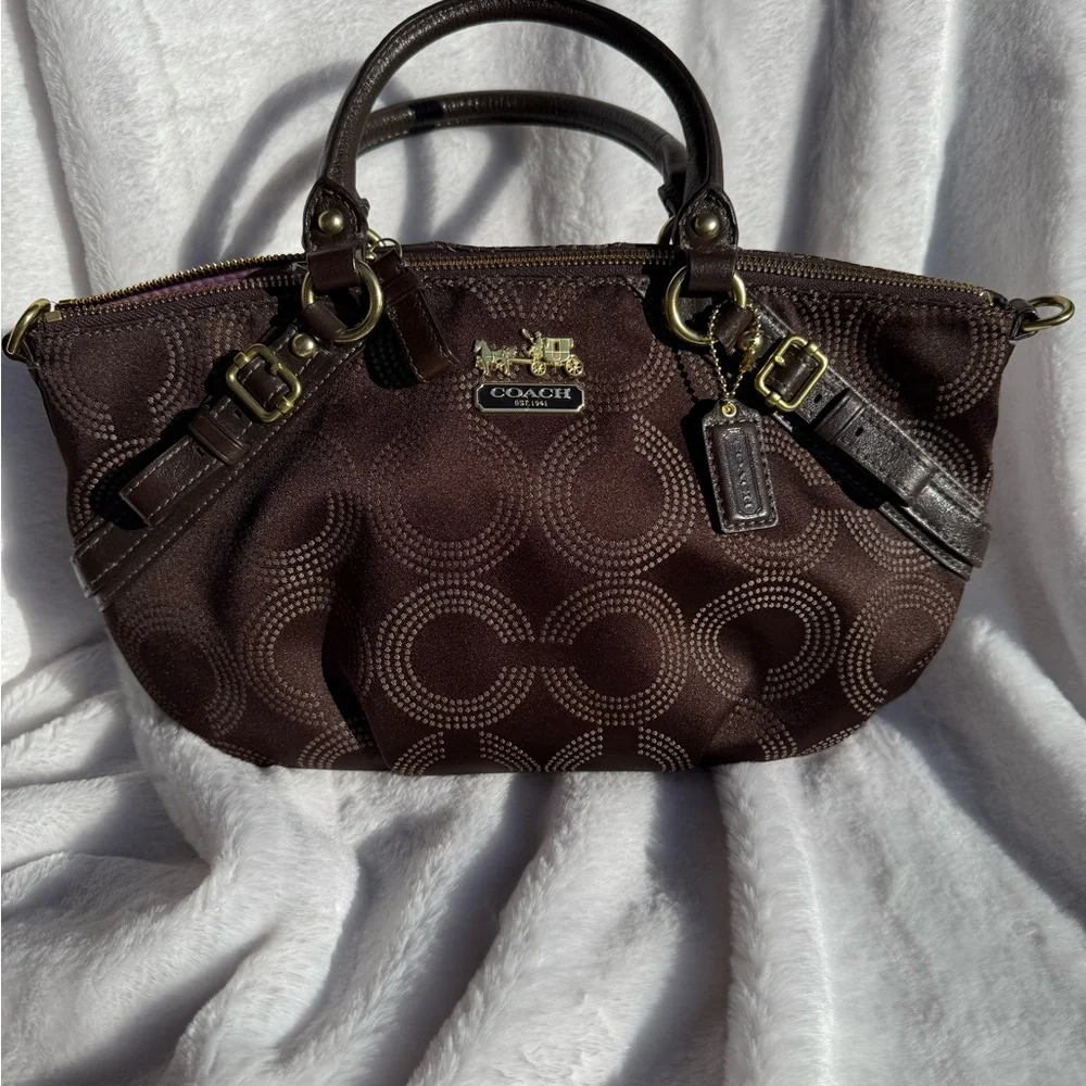 Coach Brown Satchel with Signature Monogram - Picture 1 of 10
